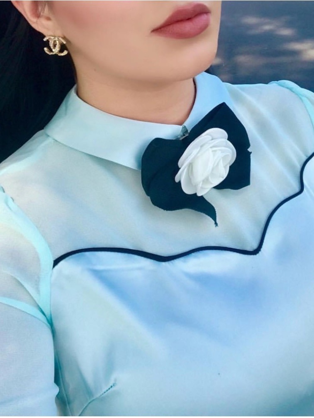 MOON satin effect and organza blouse